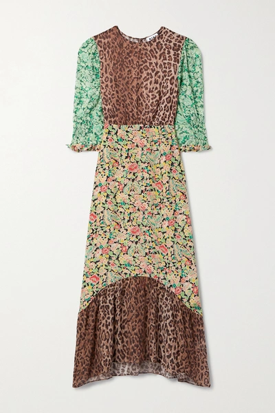 Rixo London Saffron Printed Silk Crepe De Chine And Chiffon Midi