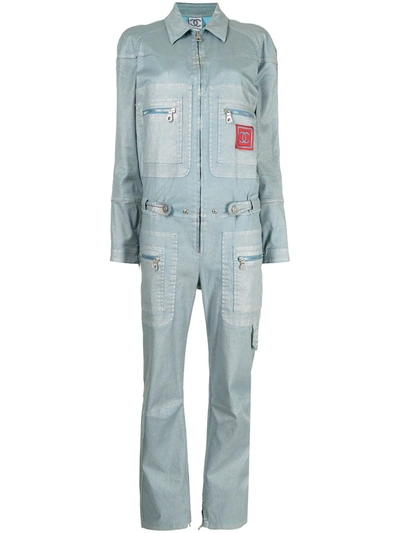 Pre-owned Chanel 2002 Sports Multi-pocket Jumpsuit In Blue