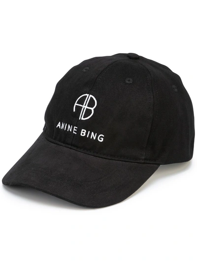 Anine Bing Jeremy Logo刺绣棒球帽 In Black