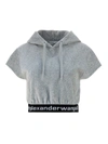 Alexander Wang Stretch Corduroy Cap Sleeved Top In Light Grey