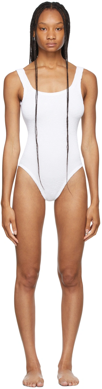 Hunza G Classic Square Neck One Piece Swimsuit In White