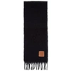Loewe Mens Black Anagram Brushed Mohair Wool-blend Knitted Scarf 185cm X 23cm In 1100 Black