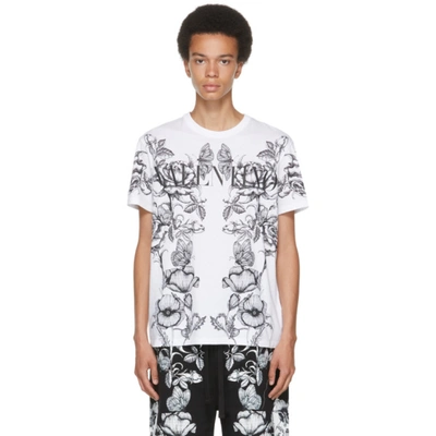 Valentino Dark Blooming Cotton Jersey T-shirt In White