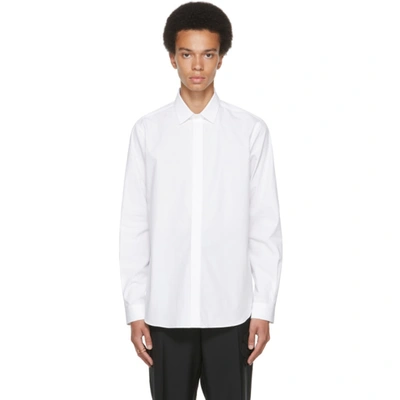 Valentino White Spread-collar Cotton-poplin Shirt