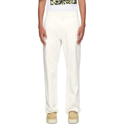Loewe Mens White Straight Slim-fit Cotton-drill Trousers 34