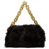 BOTTEGA VENETA BROWN SHEARLING CHAIN POUCH CLUTCH