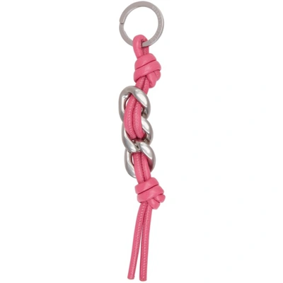 Bottega Veneta Knotted Chain-link Keyring In Pink