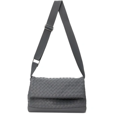 Bottega Veneta Grey Classic Hidrology Messenger Bag In 1242 Thunder Silver