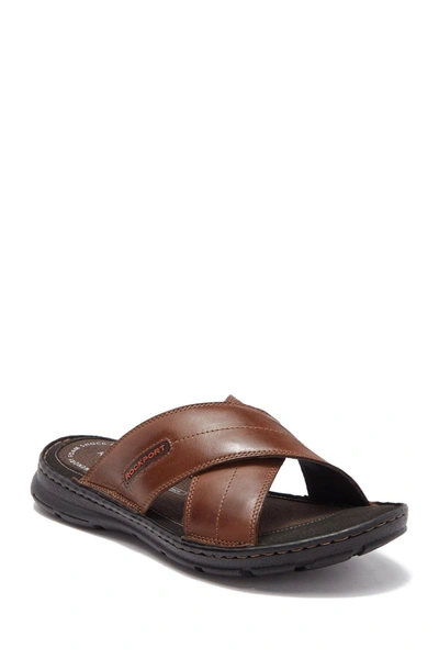 Rockport Darwyn Crossband Slide Sandal In Coach Brown