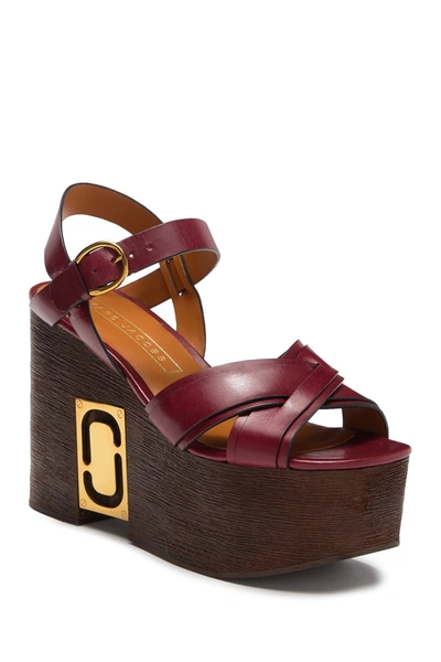Marc Jacobs Paloma Status Leather Wedge Sandal In Bordeaux