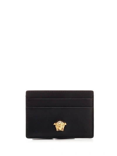 Versace Medusa Card Holder In Black,gold