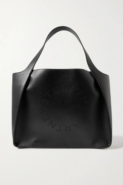 Stella Mccartney + Net Sustain Medium Perforated Vegetarian Leather Tote In Black