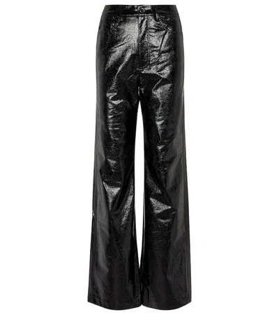 Rotate Birger Christensen Rotie Snake-effect Vegan Leather Straight-leg Pants In Black