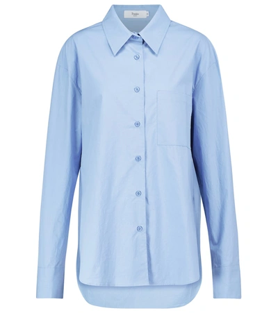 The Frankie Shop Lui Organic Cotton-poplin Shirt In Blue