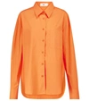 The Frankie Shop Lui Organic Cotton Shirt In Tangerine In Orange
