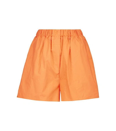 The Frankie Shop Lui Organic Cotton Poplin Boxer Short In Orange