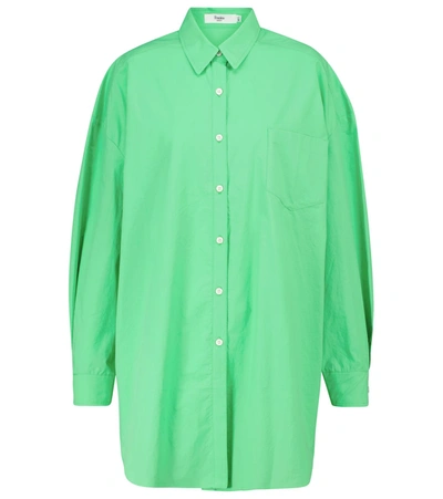 The Frankie Shop Melody Oversized Organic Cotton-poplin Shirt In Green