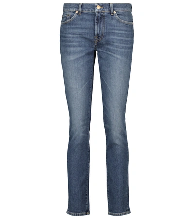 7 For All Mankind Roxanne Low-rise Slim Jeans In Blue