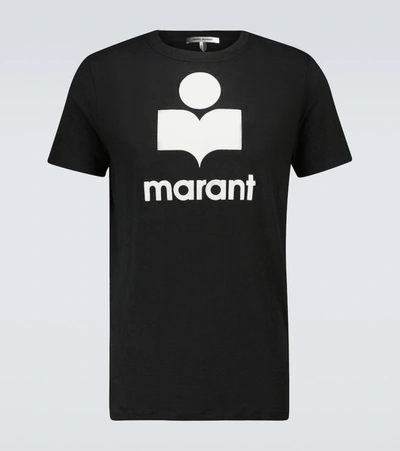 Isabel Marant Linen T-shirt With Iconic Logo Design And Finish In Black