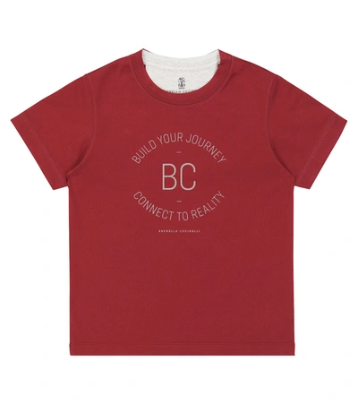 Brunello Cucinelli Babies' Printed Cotton T-shirt In Red