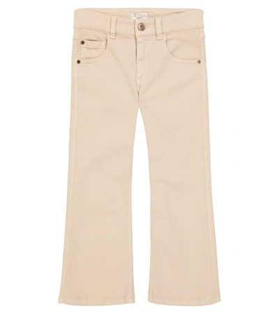 Brunello Cucinelli Kids' Flared Jeans In Beige