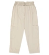 BRUNELLO CUCINELLI BELTED COTTON PAPERBAG SWEATtrousers,P00602046