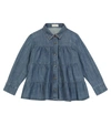 BRUNELLO CUCINELLI TIERED DENIM BLOUSE,P00602054