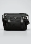 Prada Single Pocket Re-nylon Shoulder Messenger Bag In Black