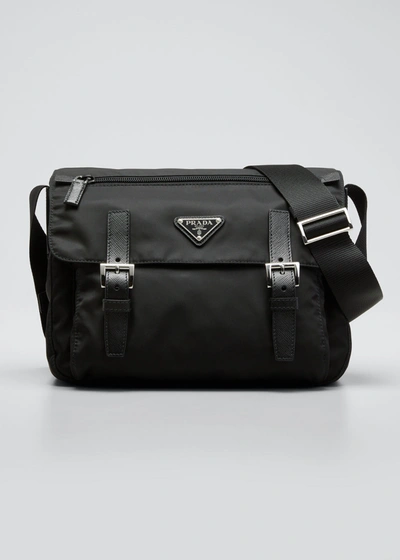 Prada Single Pocket Re-nylon Shoulder Messenger Bag In Black