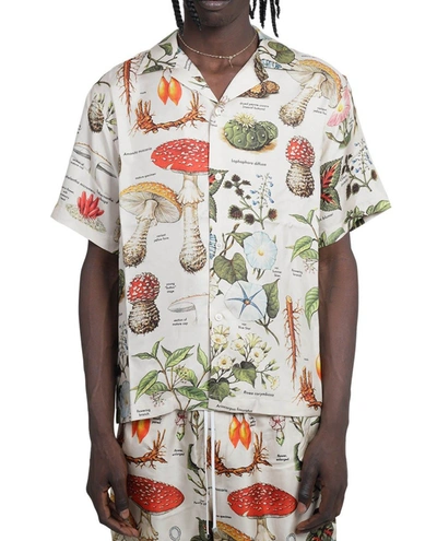 Amiri Psychedelic Botanical Short Sleeve Silk Shirt In Multicolor