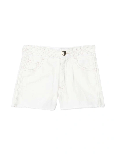 Chloé Teen Braided Waist Denim Shorts In White
