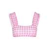 EPHEMERA PINK GINGHAM RUFFLE-TRIMMED BIKINI TOP,3402544