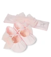 MONNALISA BABY HEADBAND AND SHOES SET,P00590612