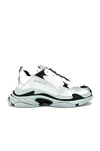 Balenciaga White & Silver Triple S Sneakers In Grey & Black