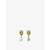GUCCI HEART-SHAPED CRYSTAL, FAUX-PEARL AND GOLD-TONED BRASS EARRINGS,R03809816