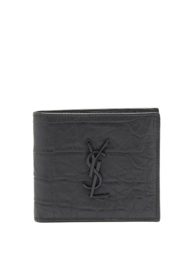 Yves Saint Laurent wallet billfold Purple Logo Silver YSL folding