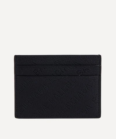 Balenciaga Perforated Logo Leather Card Case In Noir
