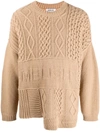 Ambush Patchwork Cable-knit Jumper In Nude