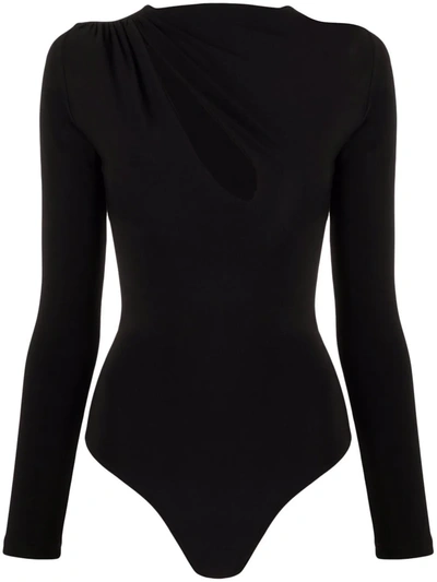 Alchemy X Lia Aram Slash-neck Bodysuit In Black