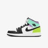 Jordan Air  1 Mid Big Kids' Shoes In White,volt,green Glow,black