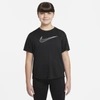 Nike Dri-fit One Big Kids' (girls') Short-sleeve Training Top (extended Size) In Black