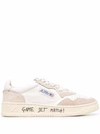 Autry Crack Smooth And Suede Leather Sneakers With Lettering On Sole In White