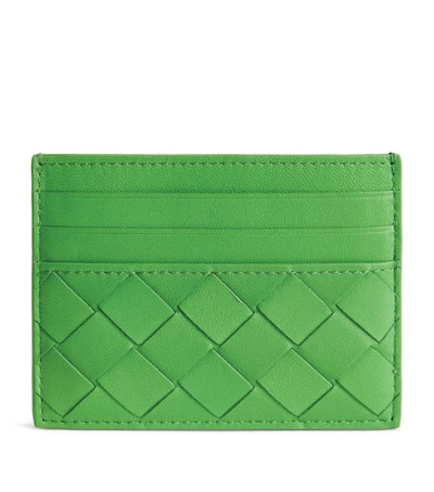 Bottega Veneta Leather Intrecciato Card Holder In Green