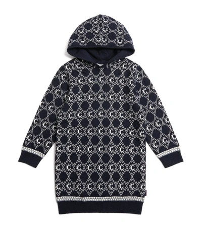 Chloé Knitted Hooded Dress (6-36 Months) In Navy