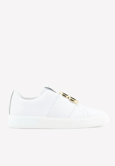 Balmain B-court Calf Leather Sneakers In White