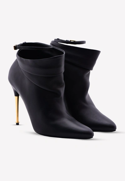 Tom Ford Leather Stiletto Ankle Boots - 110 Mm In Black