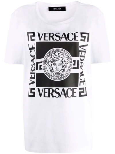 Versace Medusa Logo Cotton Graphic Tee In White