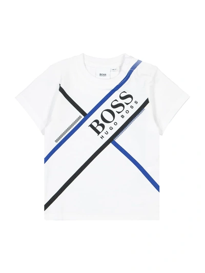 Hugo Boss Babies' Boss White Logo Printed Tee T-shirt
