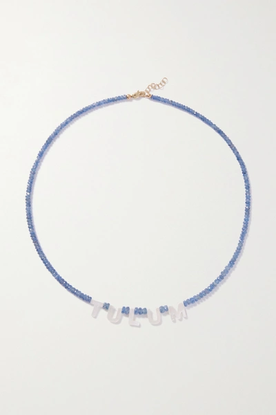 Roxanne First Tulum Gold, Sapphire And Mother-of-pearl Necklace In Blue