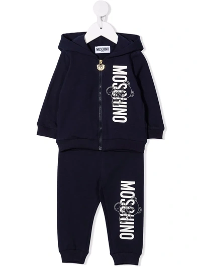 Moschino Babies' Logo-print Stretch-cotton Tracksuit In Blue